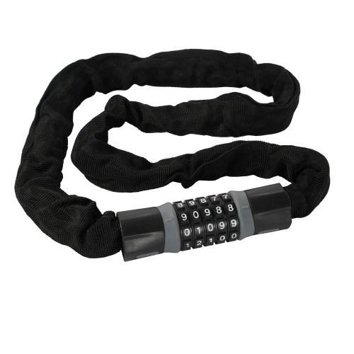 Замок кодовый KRYPTON, 5 разрядов, 1200мм, стальная цепь, толщина звеньев 6 мм, чёрно-серый. /уп 40
