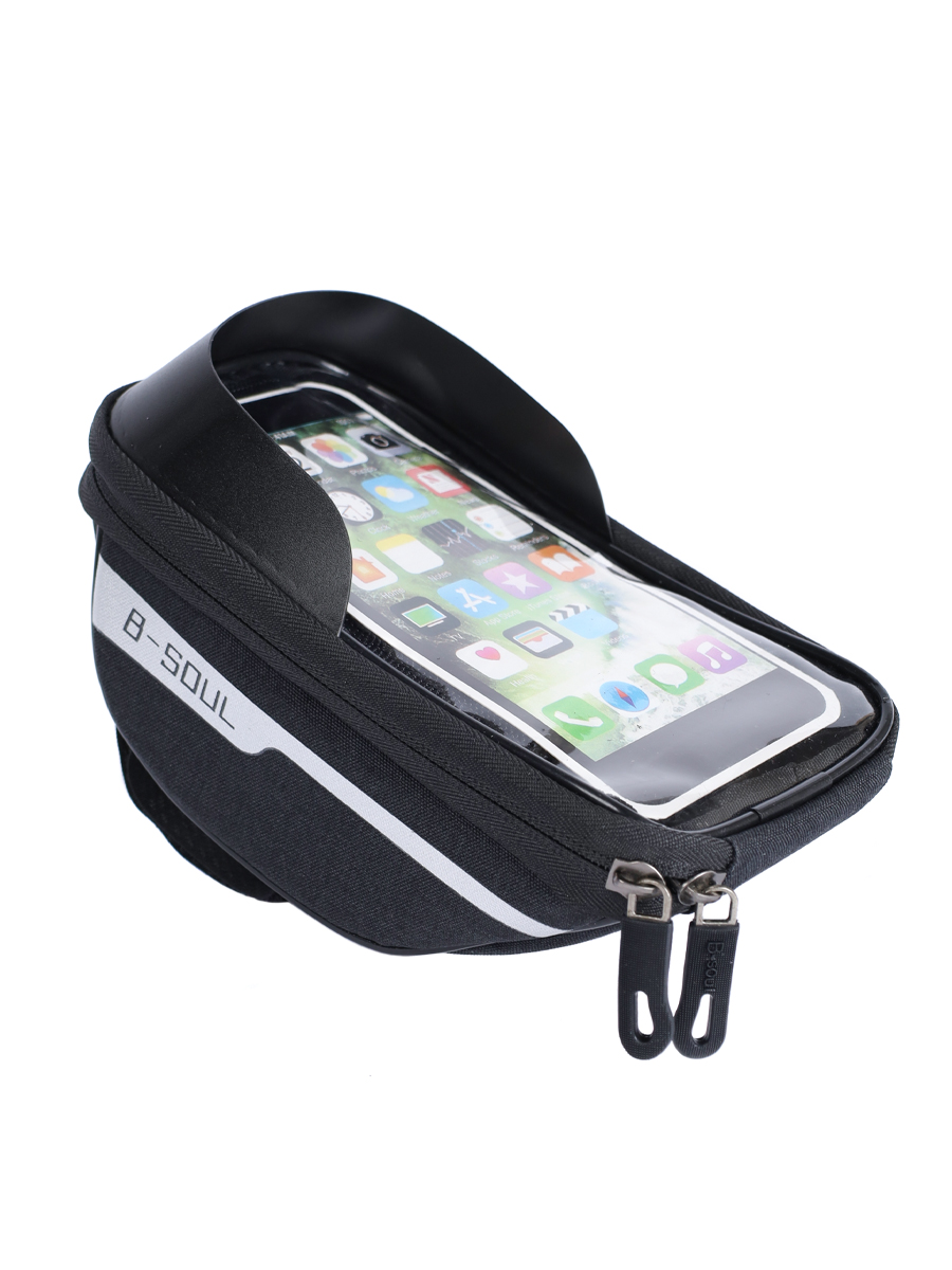 Сумка велосипедная на руль COMIRON материал 600D Oxford Cloth, отсек для смартфона на молнии, Размер 10х9х18см, /уп 80/