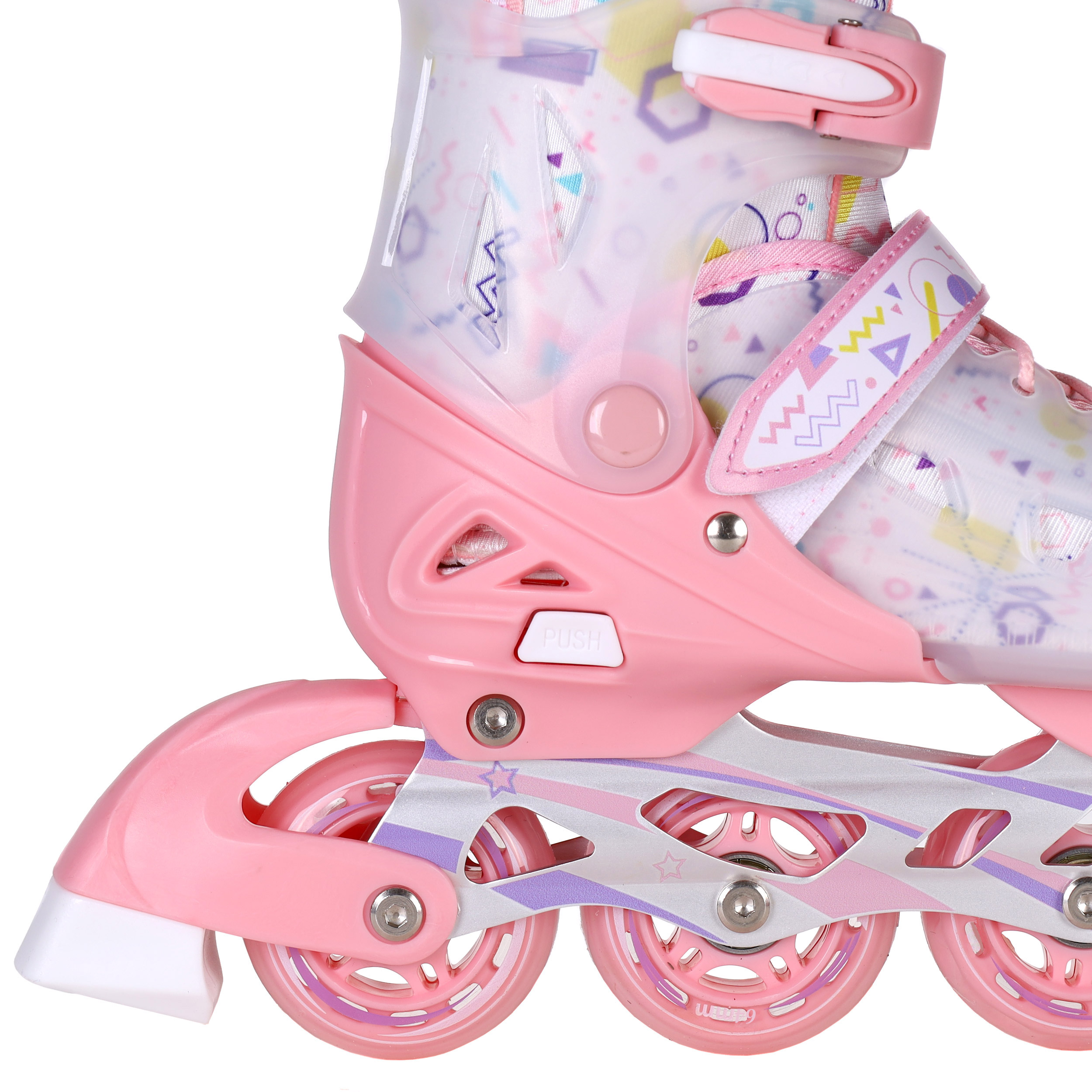 Роликовые коньки COMIRON прозрачный ботинок / 199-1 S /уп 6/ (31-34) розовые