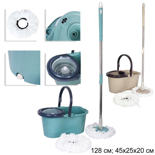 Ведро с отжимом и шваброй центрифуга пластик / EDX-457 /уп 25/2 насадки/без коробки