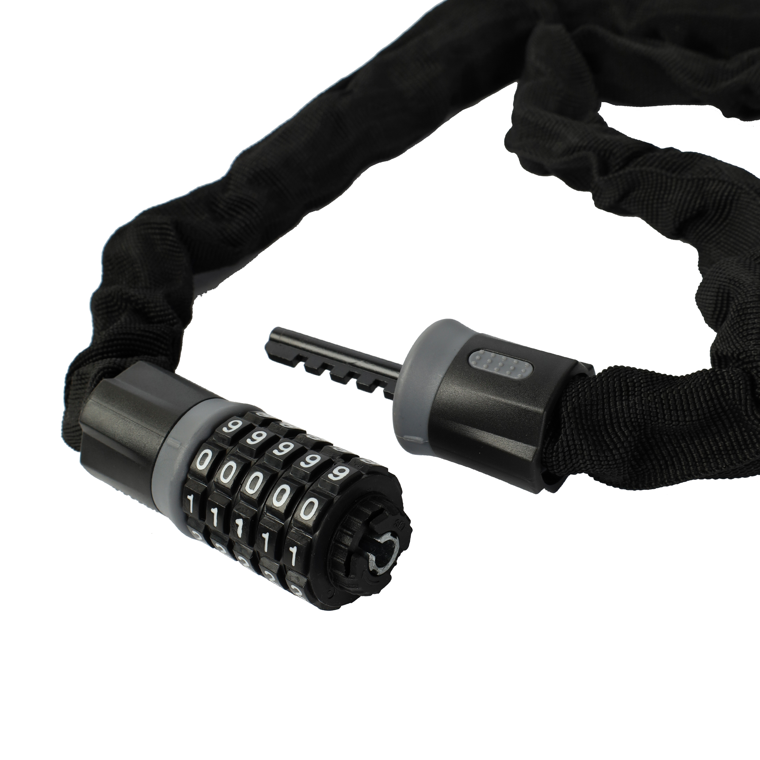 Замок кодовый KRYPTON, 5 разрядов, 1200мм, стальная цепь, толщина звеньев 6 мм, чёрно-серый. /уп 40