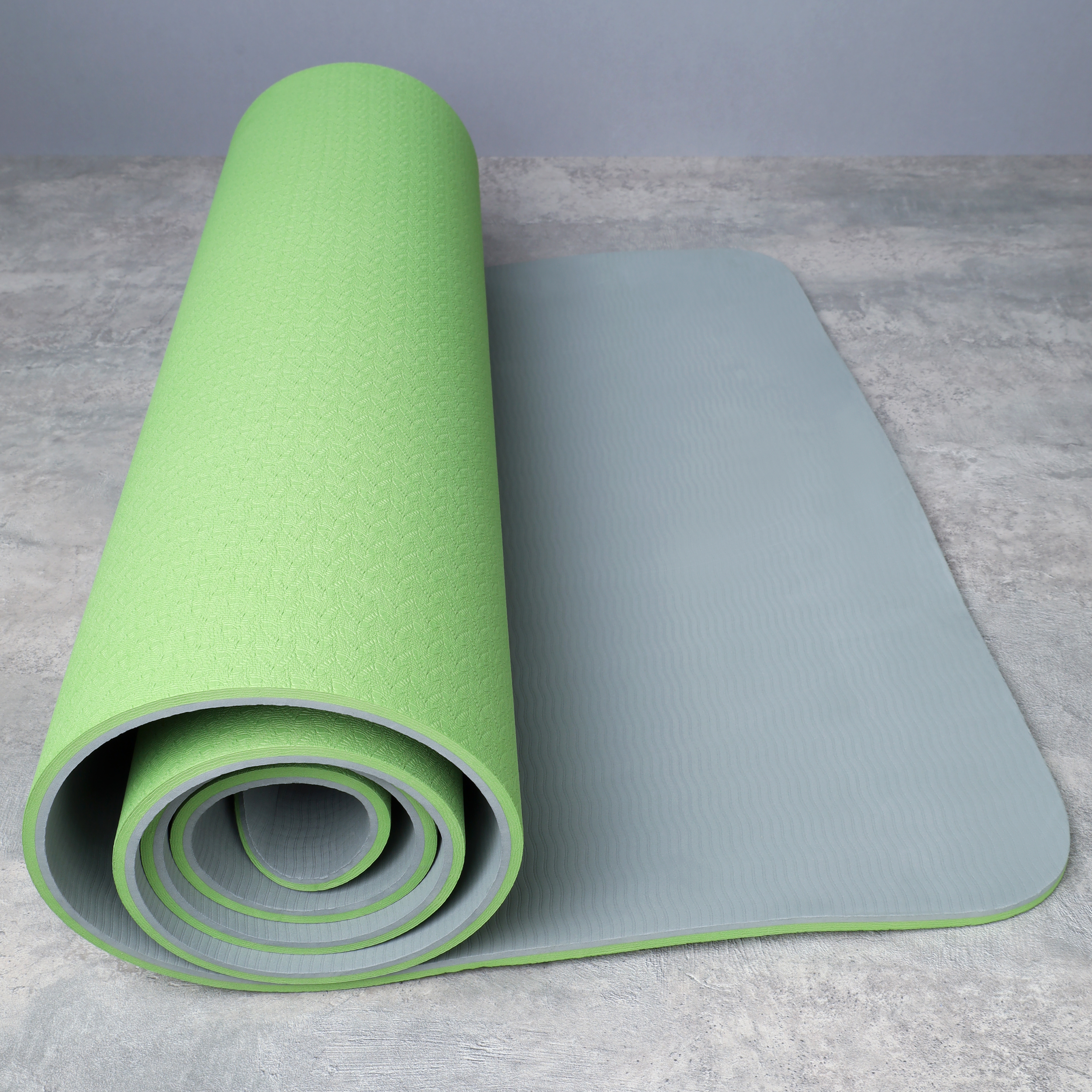 Коврик для йоги и фитнеса спортивный гимнастический двухслойный TPE 8мм. 183х61х0,8 цвет: тёмно-зелёный / YM2-TPE-8DG /уп 12/