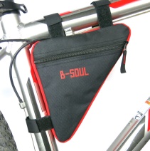 Сумка велосипедная подрамная B-SOUL, с боковой молнией, крепление velcro, чёрно-красная, 20х18.5х4см /уп 300/
