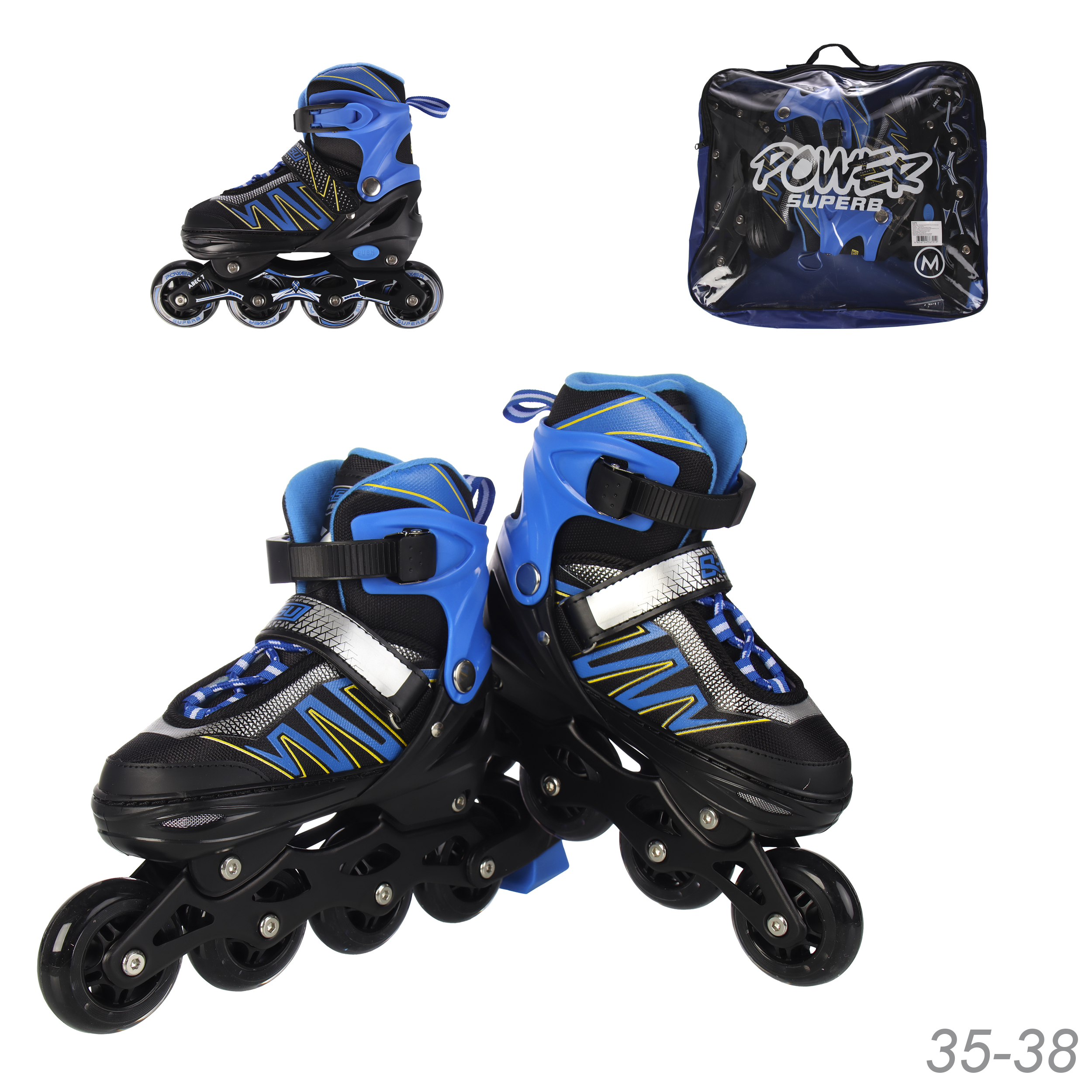 Роликовые коньки POWER / М /уп 6/ (35-38) синий