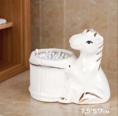 Подставка для ватных палочек Лошадь 8 см / B5484 /уп 120/ Символ года 2026 744984  костяной фарфор