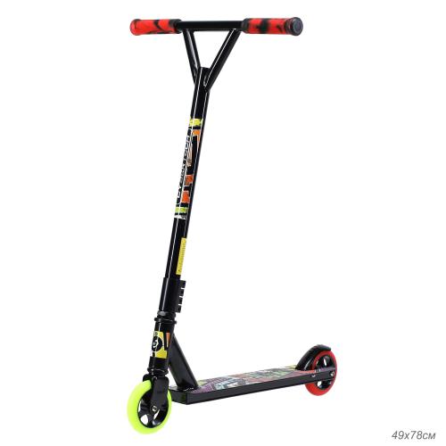 Самокат трюковый дека 98х480мм колёса PU-AL110мм руль 490мм  CYBERTECH / GT300AY/БК/уп 10/