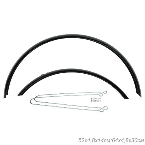 Крылья для велосипеда с колёсами на 24" полноразмерные, Ширина: 48мм, Сталь, комплект 2 шт, Цвет: черный /уп 25 /