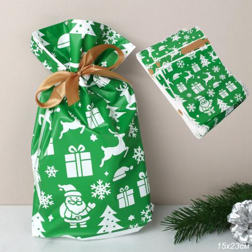 Мешочек подарочный набор 50 штук 15х23 см Новый год / YI1523-33 /уп 30/