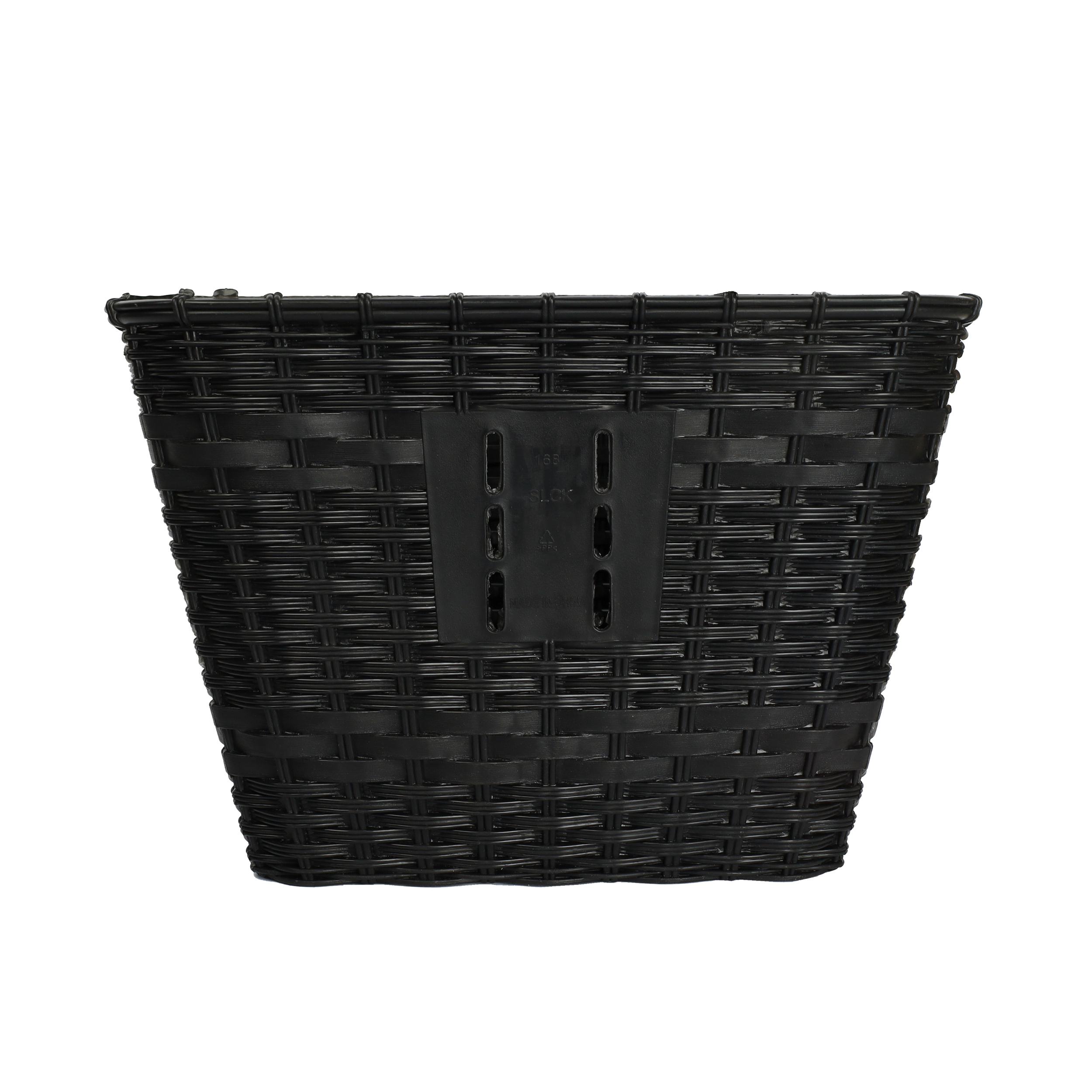 Корзина для велосипеда пластик/ плетеная черная с креплением на переднее колесо под резьбовую вилку 2 кронштейна на рулевую колонку / QY-CRCL-07/уп 30