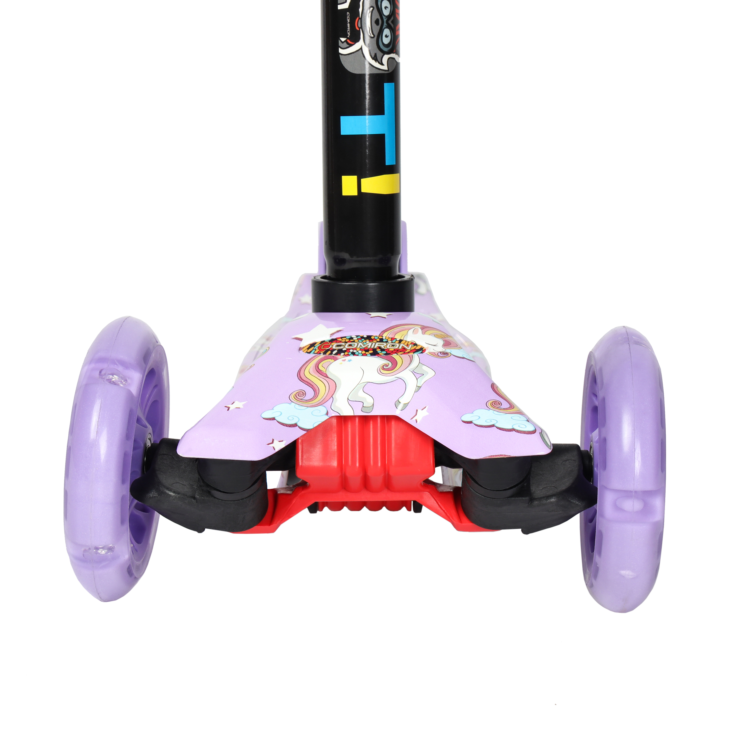 Самокат трехколесный для детей от 3-х лет Yeenot GT4108P51, нагрузка до 50кг, вес 2.3кг, светящиеся колёса PU116мм, цвет сиреневый UNICORN БК/уп10