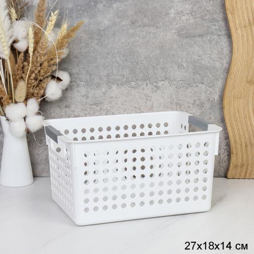 Корзина для хранения белая 27,5х15х18 см / FK2715 /уп 60/ СКИДКА 15% от 10 штук