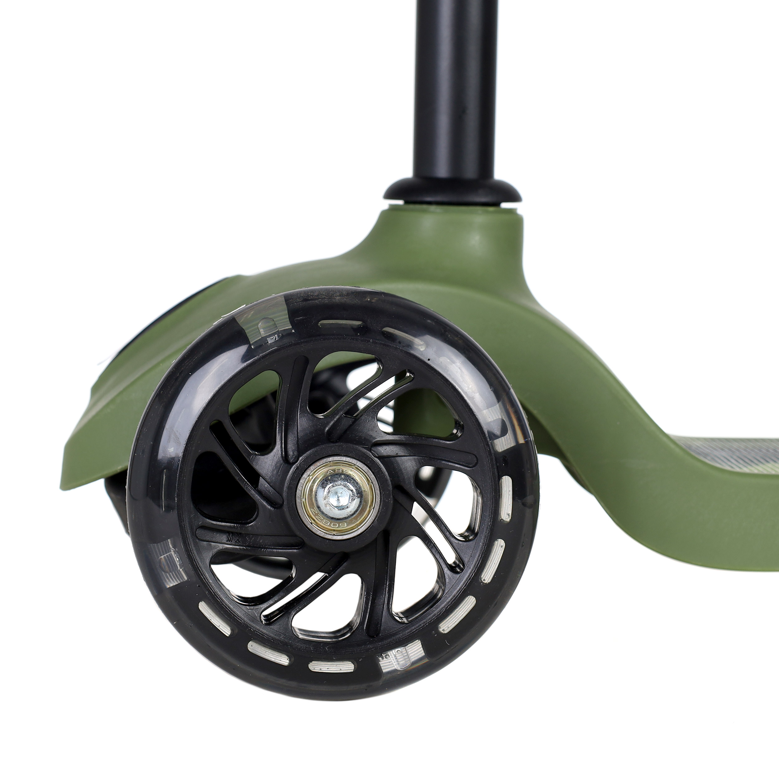 Самокат трехколесный облегчённый для детей от 2-х лет Yeenot GT2018-17, нагрузка до 30кг, вес 1,4кг, светящиеся колёса PU110мм, цвет Хакки БК/уп10