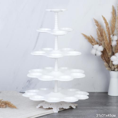 Подставка для пирожных капкейков 5-ти ярусная пластик / P5X /уп 24/31х31х45 см/на ножке