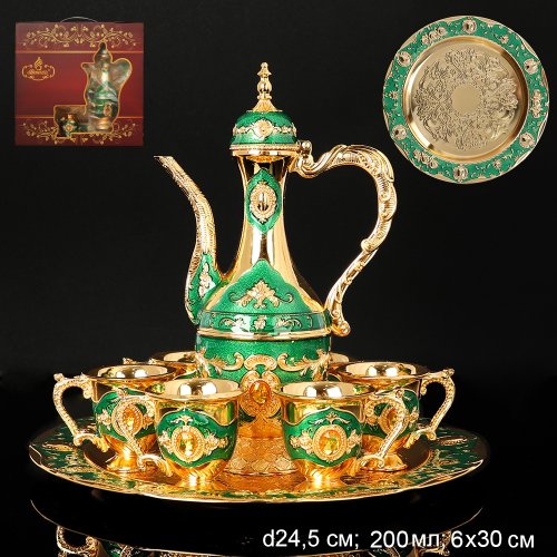 Коньячный набор /200/30 мл/ Золото Грин/ 245-7-Gold /уп 20/ Плоский поднос
