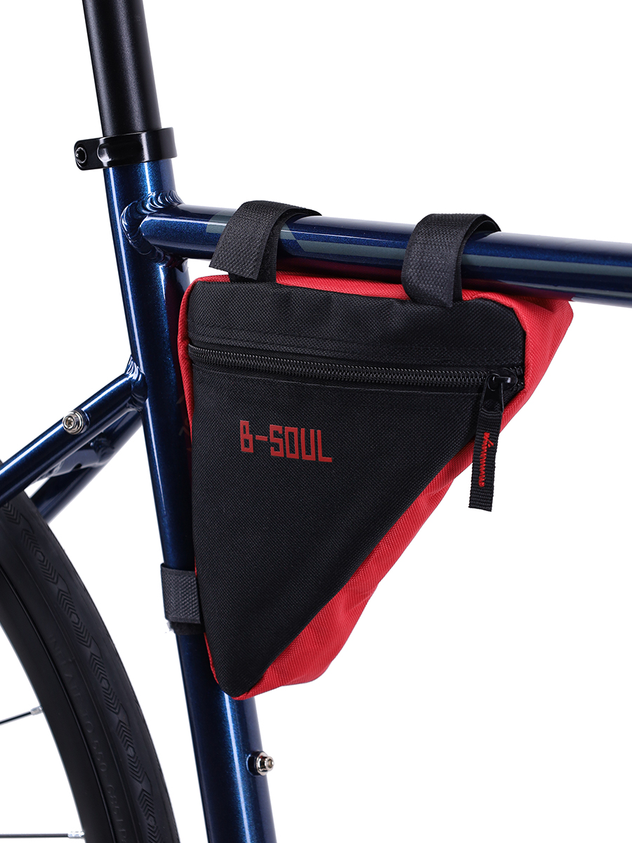 Сумка велосипедная подрамная BICYCLE SOUL, с боковой молнией, крепление velcro, чёрно-красная, 20х18,5х4см. /уп 100/200/