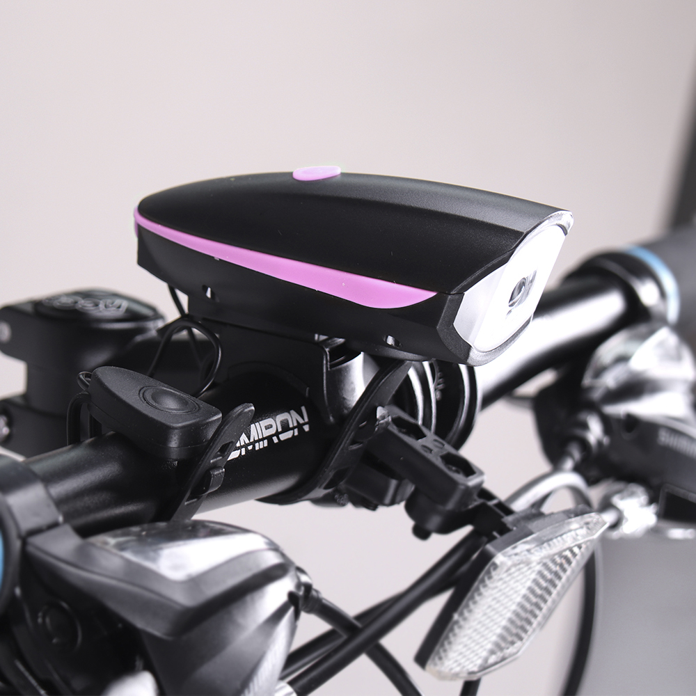 Фонарь передний COMIRON "EASY" корпус: ABS; свет: CREE XPG, 250lm; аккумулятор 1200 mAh, USB, сигнал 140Дб, влагозащищённый, розовый. АКЦИЯ/уп 20/80/