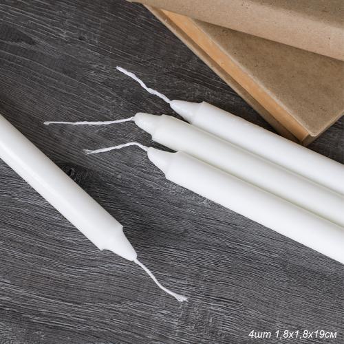 Свеча стержень белая 4 штуки 19х1,8 см / G1 /уп 90/