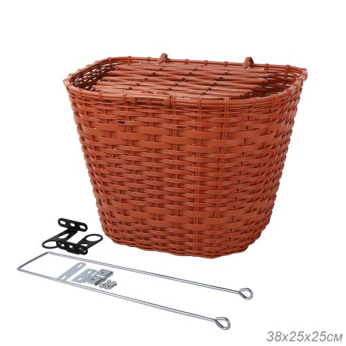 Корзина для велосипеда пластиковая с крышкой коричневая. / 1DVMI-14 / уп 30