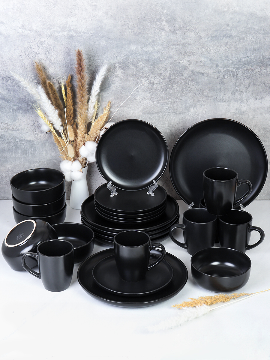 Столовый набор 24 предмета на 6 персон черный / 24/3500 / Чёрный