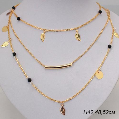 Колье многослойное 42-48-52 см / P-194 /уп 24/золото