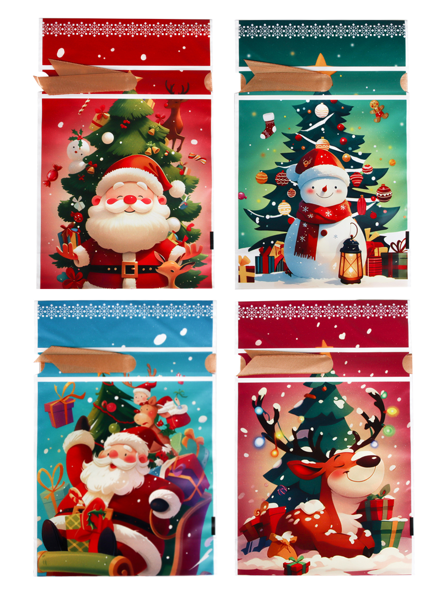 Мешочек подарочный набор 50 штук 15х23 см Новый год / YI2334-6 /уп 40/ микс