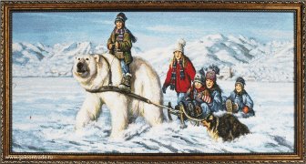 Картина гобелен 30х60 Детские забавы / M131/ 10039-2/