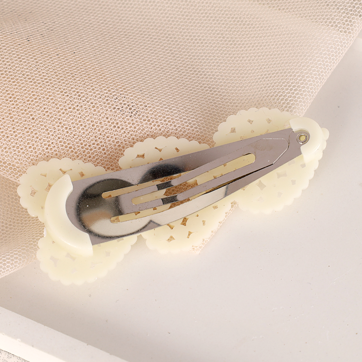 Заколка-зажим для волос Тик-Так Сердца / NL-35 /жемчуг