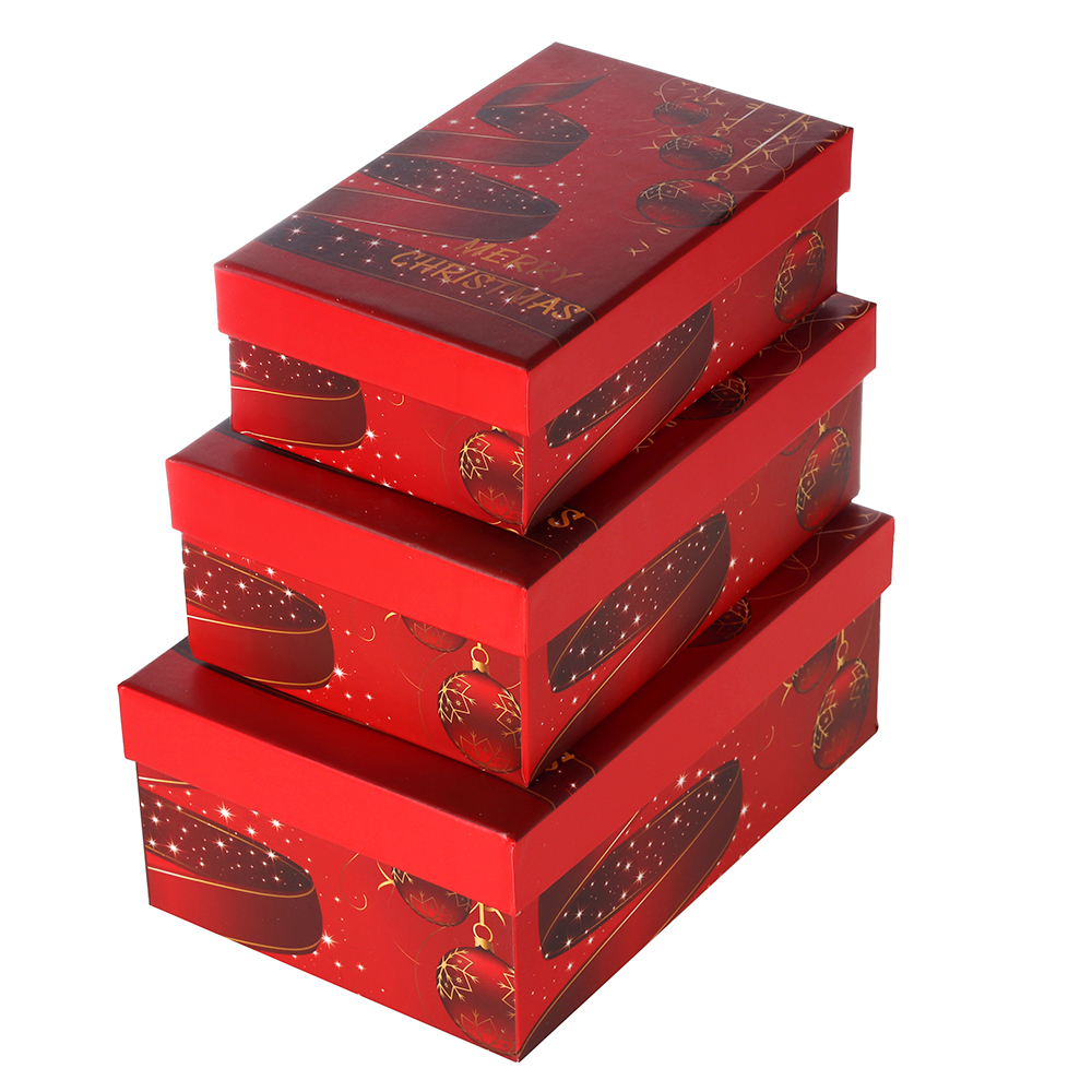 Коробка подарочная набор 3 штуки Новый год / BOX-3 /уп 36/23*16*9.5/21*14*8/19*12*6cm