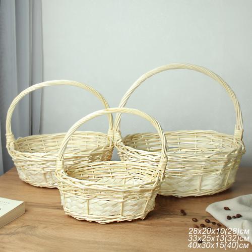 Корзина плетеная 3 штуки 37х30х12/32х24х10/26х20х9 см / S/3 22-32 /уп 28/белая овальная