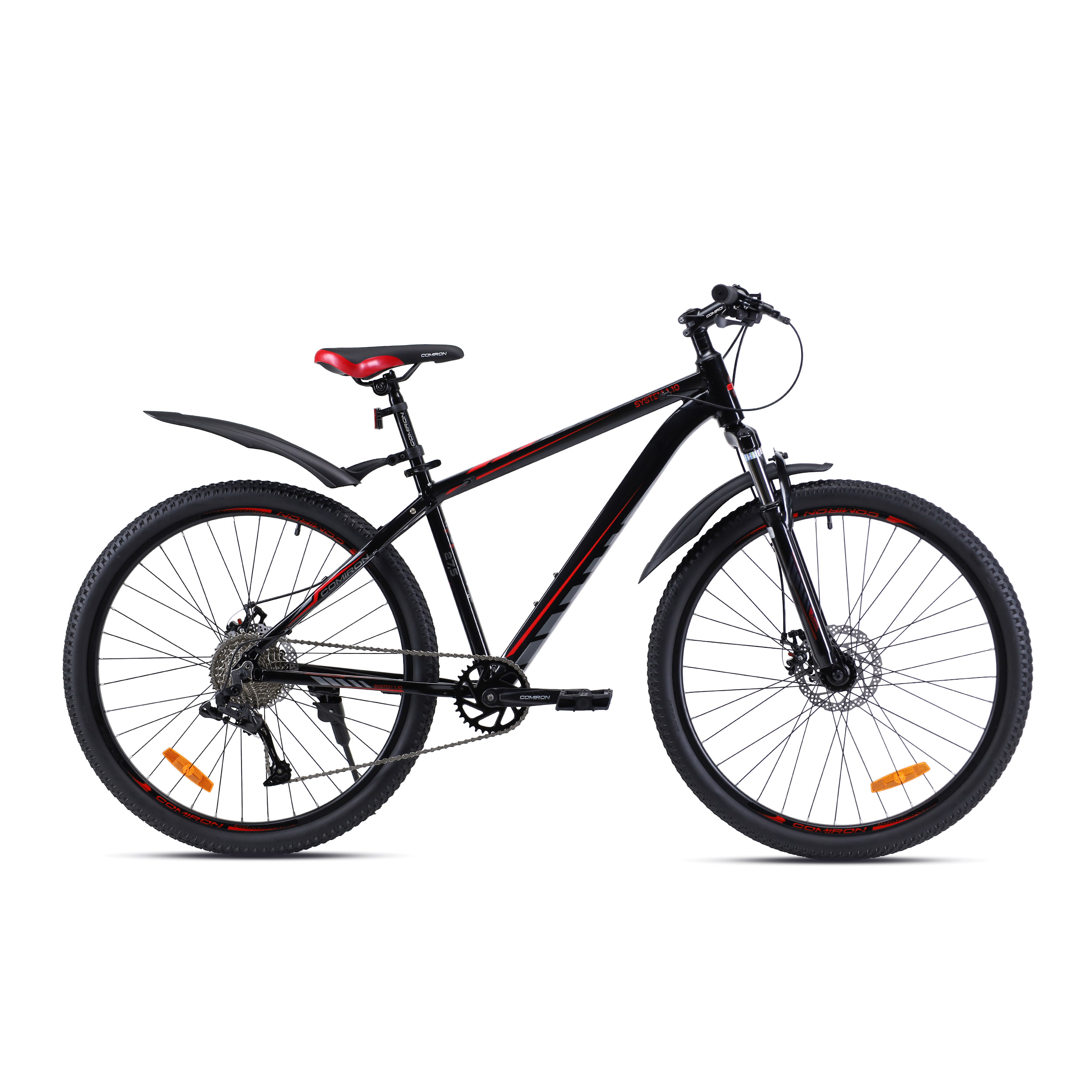 Велосипед 27,5" рама 19" 1x10sp COMIRON SYSTEM чёрный красный