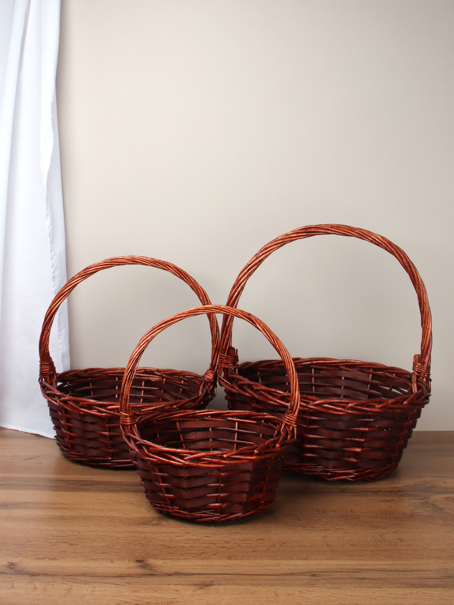 Корзина плетеная 3 штуки 34х34х14/28х28х12/23х23х10 см / S/3 22-41 /уп 28/круглая 734765