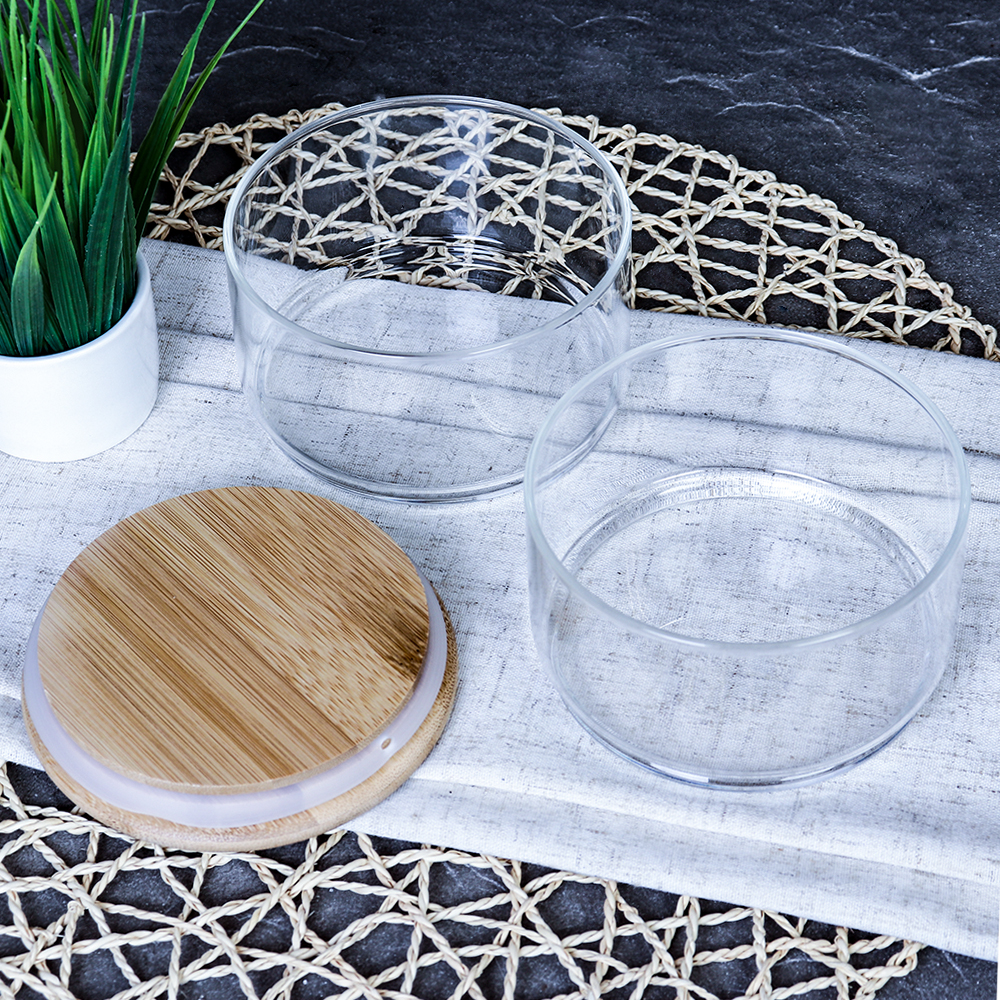 Банка для хранения 2-х ярусная бамбуковая крышка 450 мл / LCSC22-6 /уп 60/