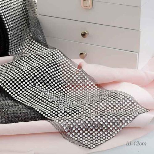 Лента-сетка со стразами 9 метров ширина 12 см 120539 / HCC-A16 /уп 15/Цена за 1 м