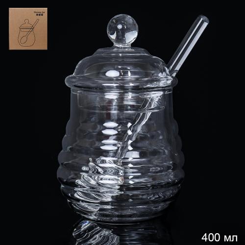 Банка для меда с ложкой 400 мл / WC149230110-2 /уп 60/*