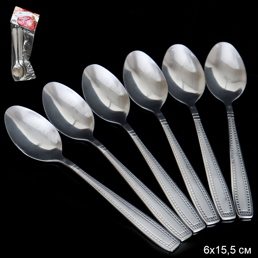 Ложка чайная 6 штук Серебро Фелина Глянец / T-532 /уп 100 /0.18