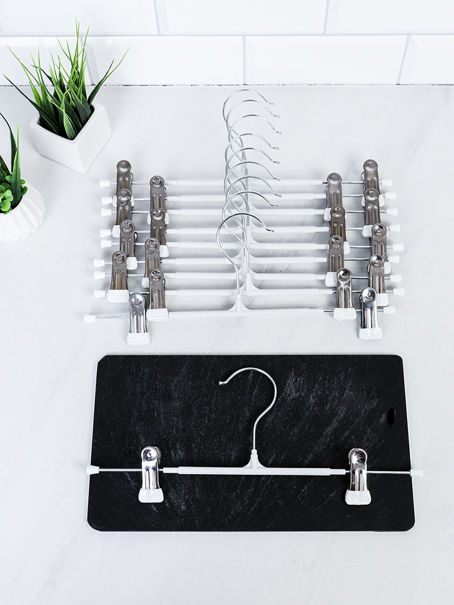 Вешалка для одежды и брюк белая набор 10 штук 31 см 45 грамма / F45OP-white /уп 25/ OPP