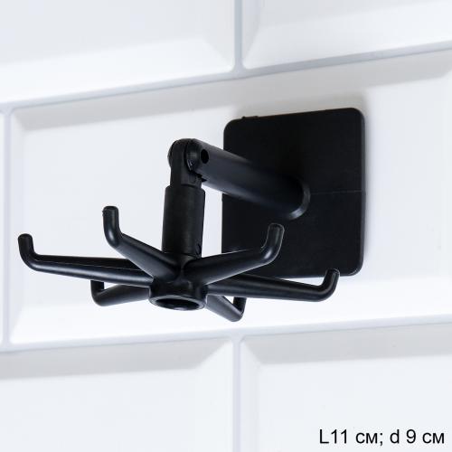 Крючок настенный самоклеющийся / HJ006black /уп 200/ черный