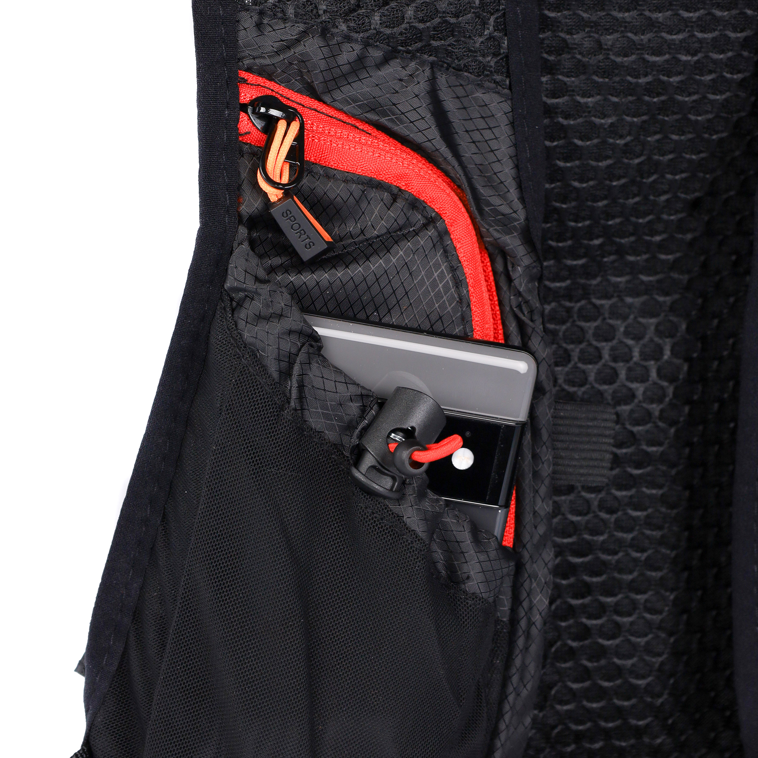 Рюкзак с диспенсером спортивный COMIRON PATAGONIA отсек для воды на молнии, карман для бутылки. Гидратор. Черный-красный /уп 30/