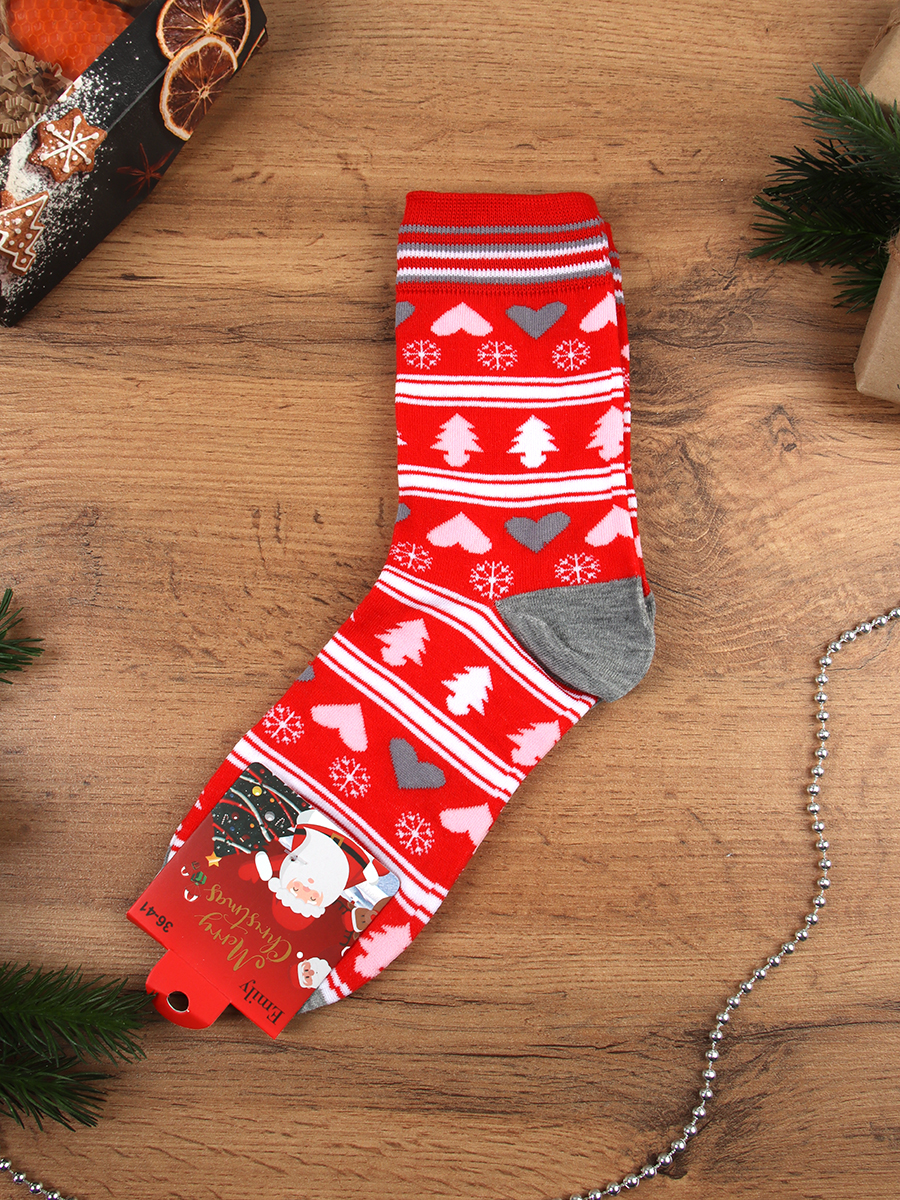 Носки р. 35-40 Новый год  / L827 /уп 10/300/ ОДНА ПАРА/ МАРКА