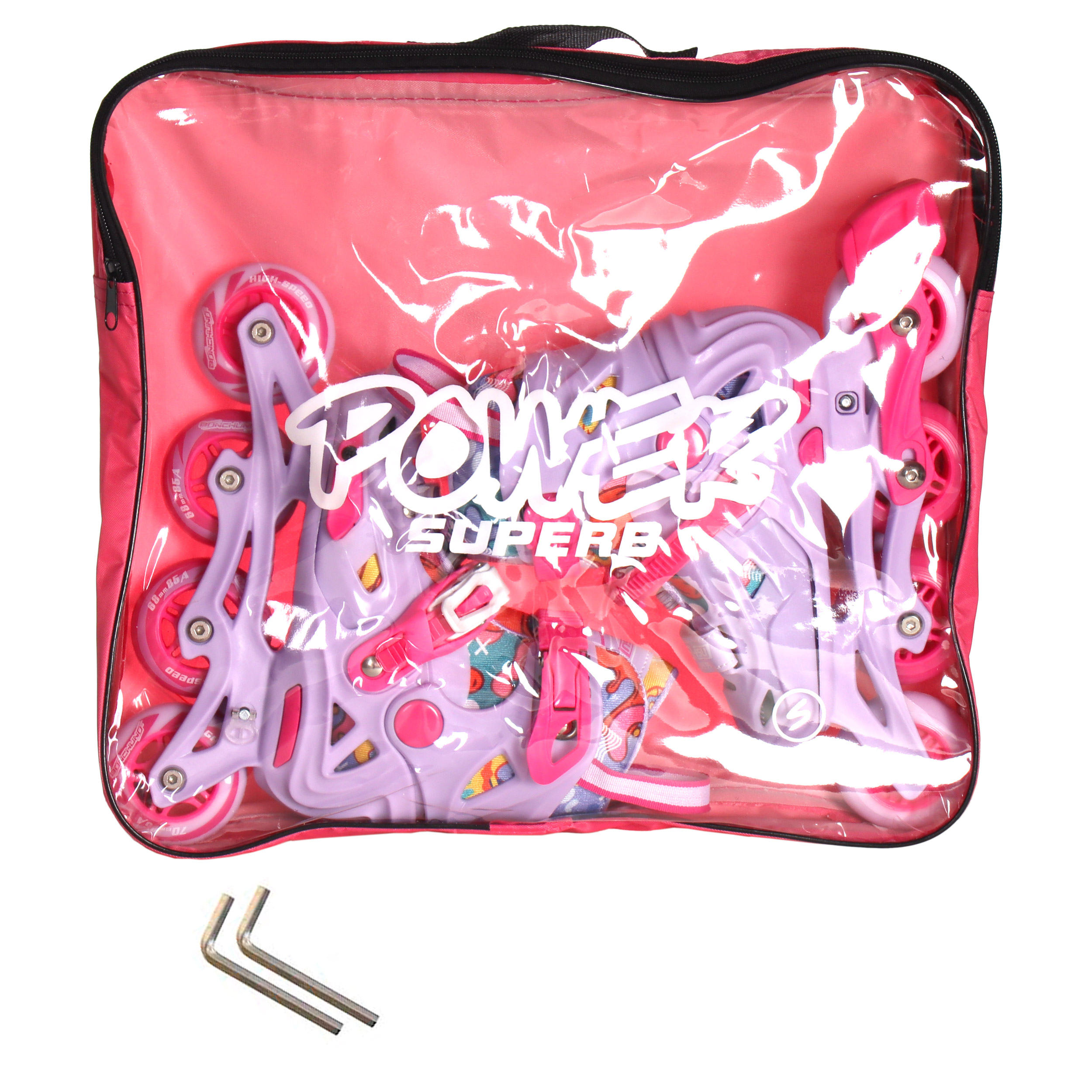 Роликовые коньки COMIRON  2021 S с блокировкой колёс /уп 6/ (31-34) розовые