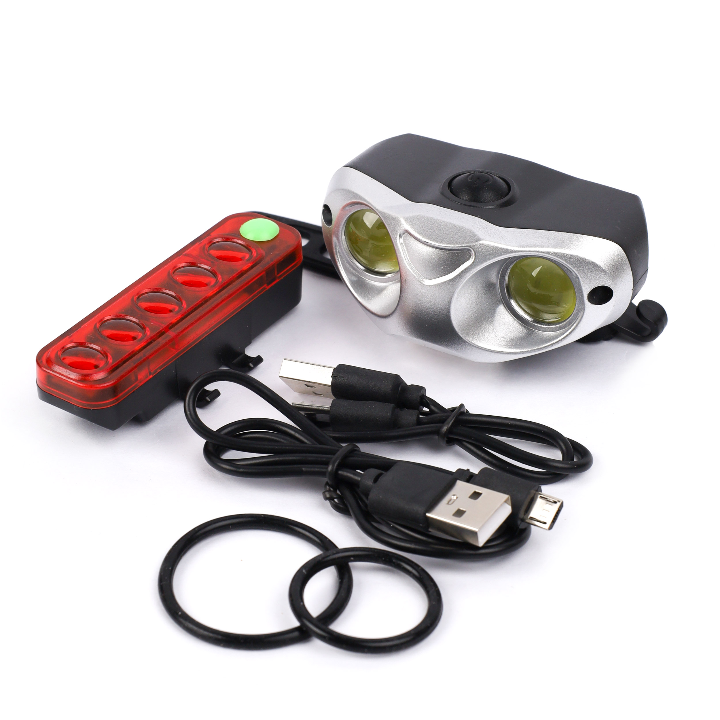 Набор фонарей передний и задний COMIRON "NOTABLE" корпус: ABS; аккум Lithium перед-1200 mAh, зад-250 mAh; USB. /уп 60/