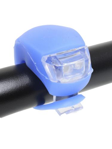 Фонарь LED в силиконовом корпусе на руль велосипеда скутера на шлем питание от батареек синий /уп 200/