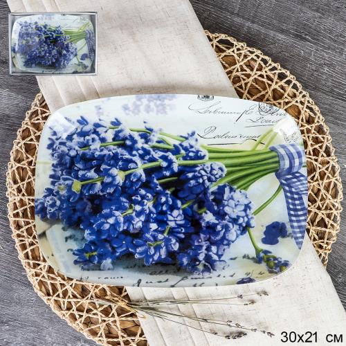 Блюдо прямоугольное глубокое для брускетт, канапе, нарезки / S445012C-X097 /уп 12/ Лаванда