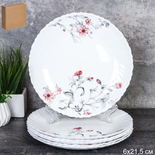 Набор тарелок 6 штук 215 мм / 36/LHP-FW4 (7318) /уп 2/ Серый кустик