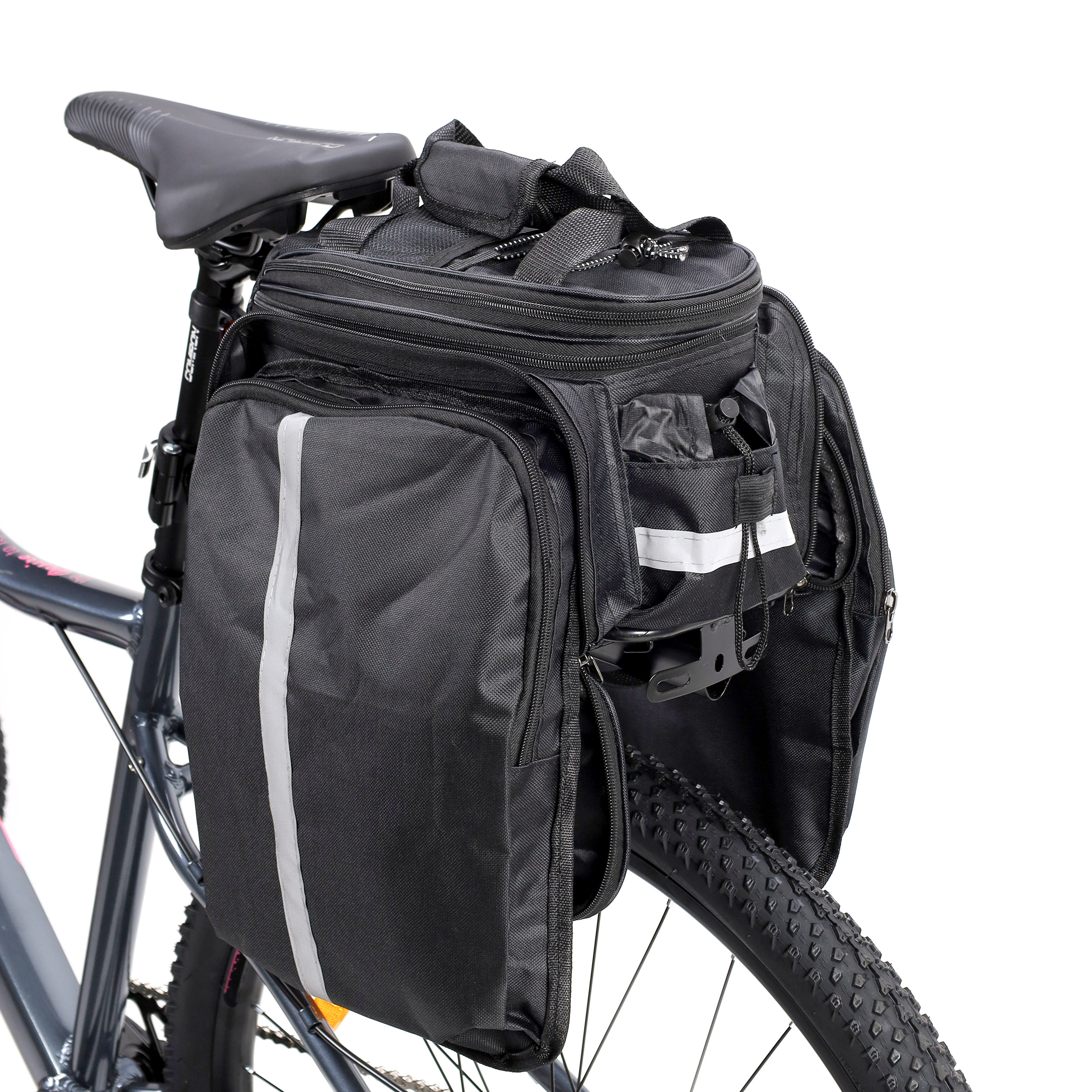 Сумка велосипедная на багажник COMIRON PATAGONIA, основные отсеки на молнии, крепление velcro,  Размер 17х28х32см /уп 30/