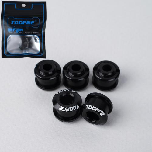 Бонки алюминиевые TOOPRE CN-01 12х12х9.6mm болт + гайка 6.5мм высота для крепления передних звёзд к системе шатунов. Набор 5 штук. Черный /уп 150/