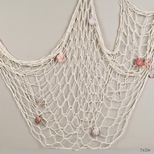 Сеть декоративная 1х2 м бежевый с ракушками / F331 /уп 100/