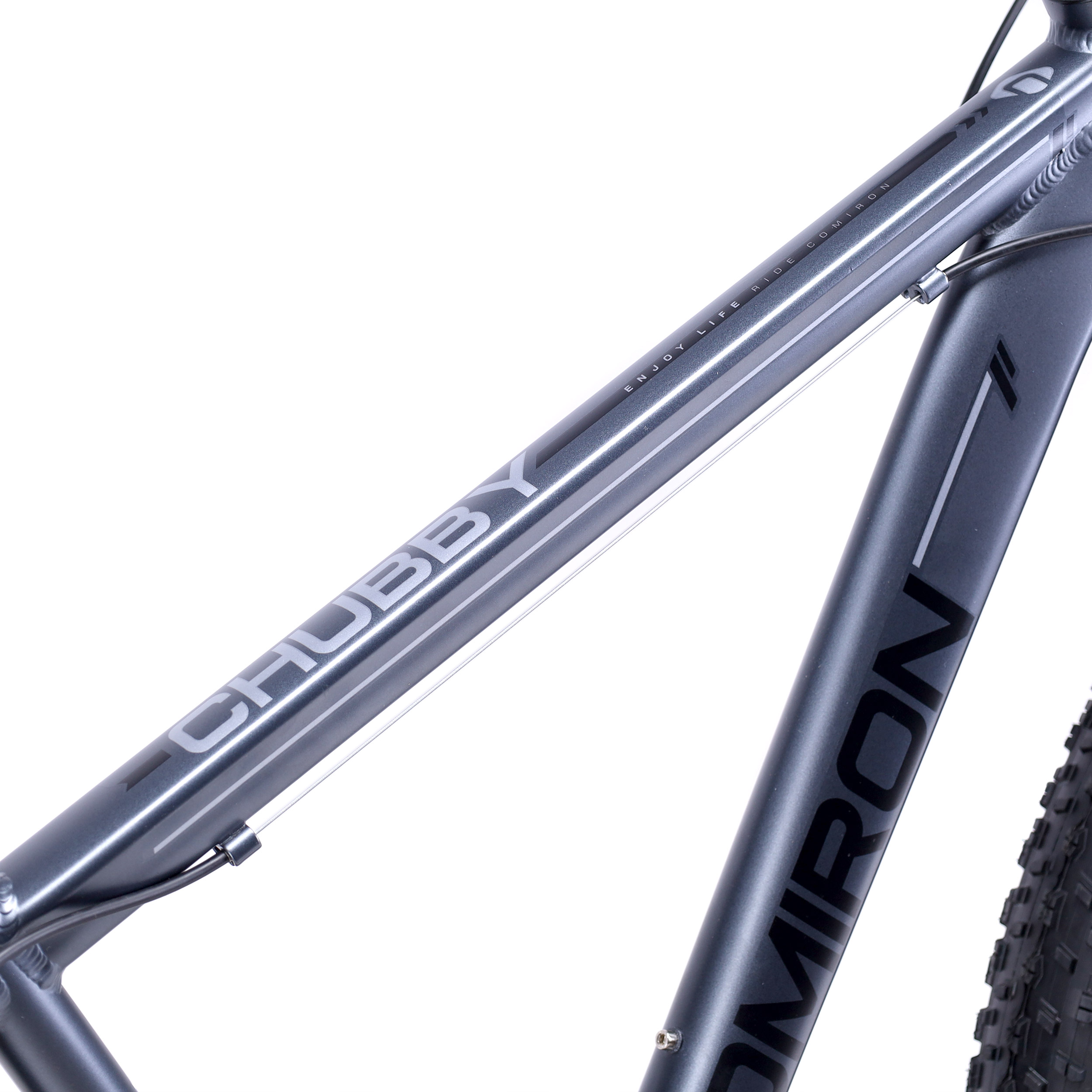 Велосипед фэт-байк 26"x4" рама 19" COMIRON CHUBBY, 1*10sp L-TWOO, 34T, CASSETE 11-42T, SUSPENSION, чёрно-серый mustang