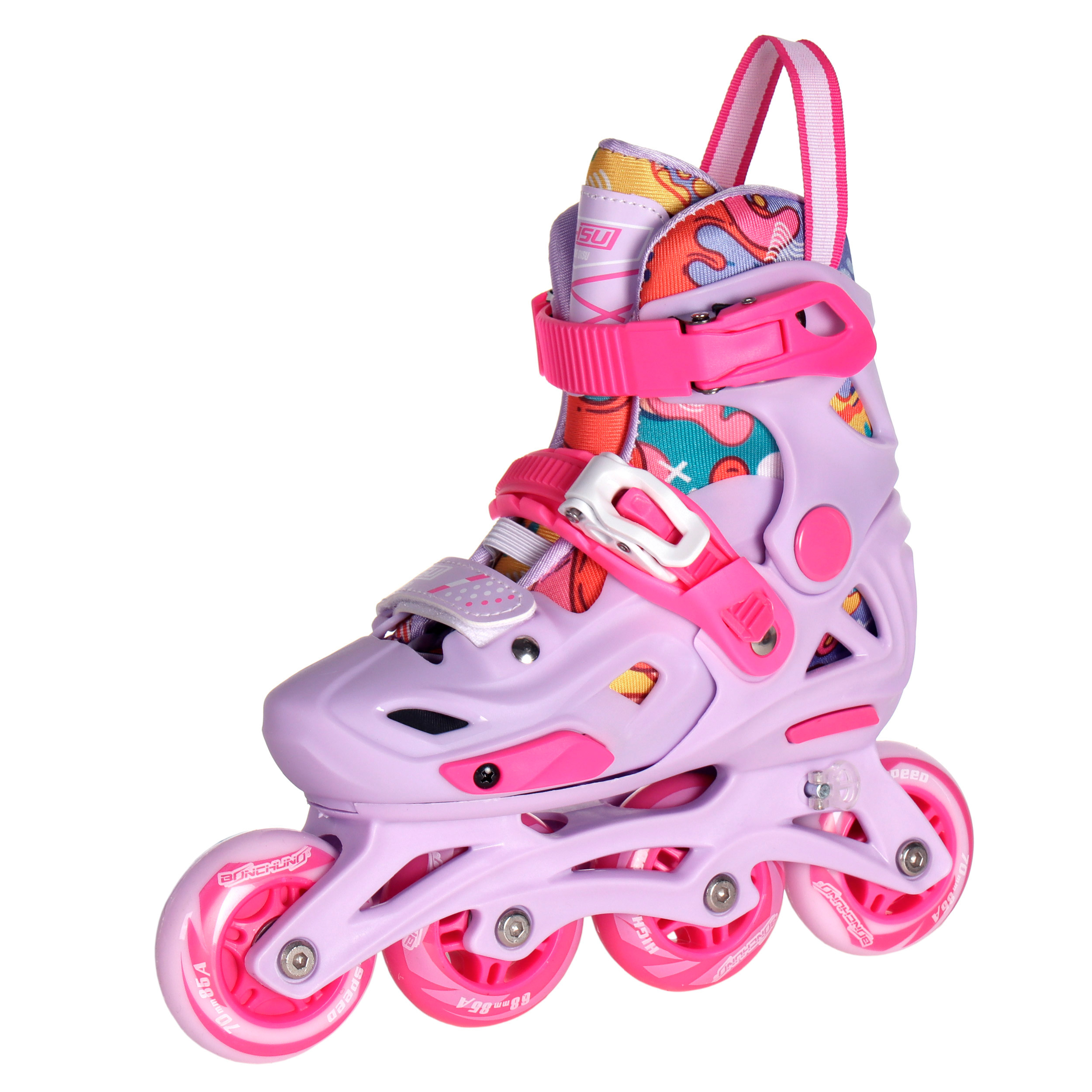 Роликовые коньки COMIRON  2021 S с блокировкой колёс /уп 6/ (31-34) розовые