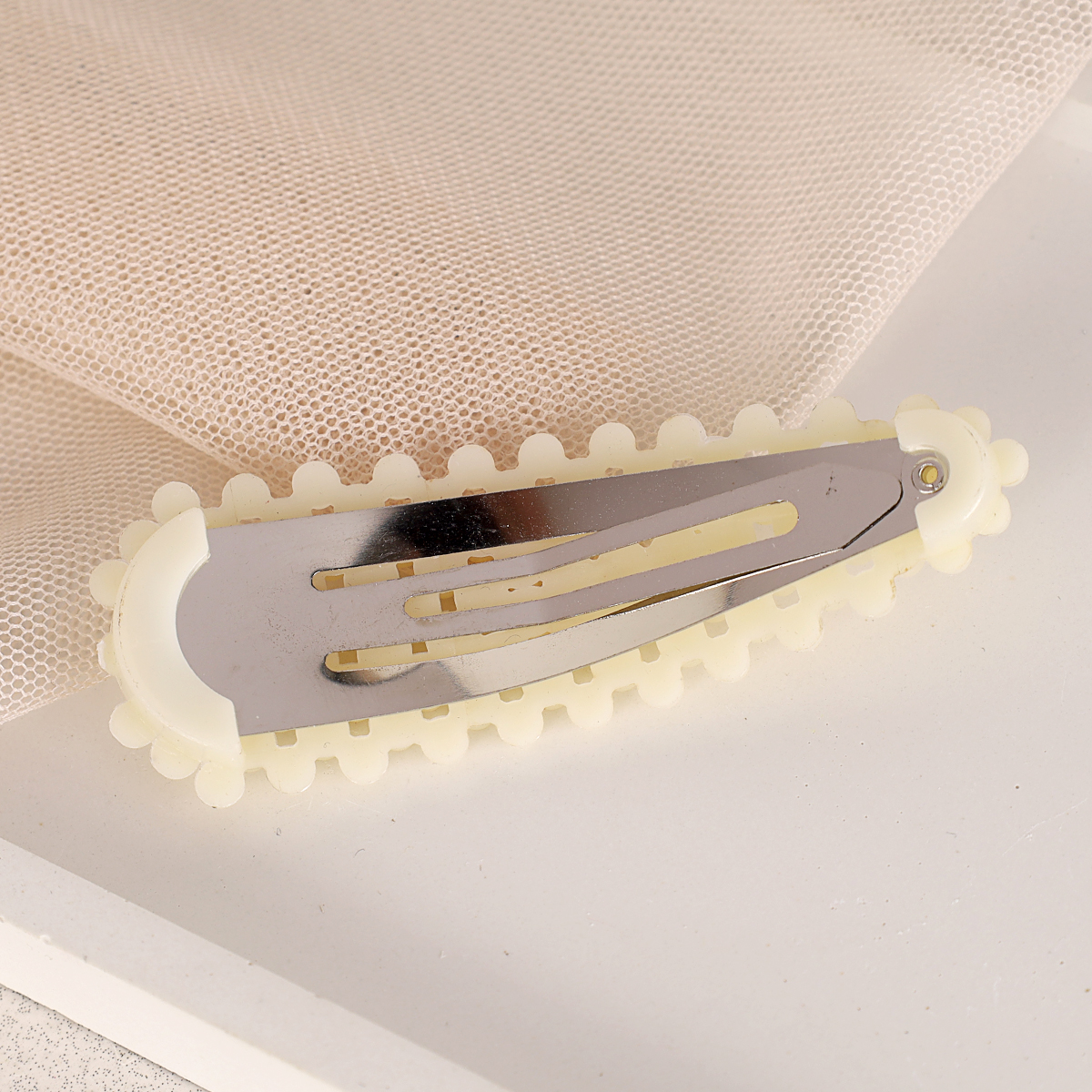 Заколка-зажим для волос Тик-Так / NL-15 /жемчуг